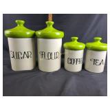 Large ceramic coffee, sugar, tea, flower jars