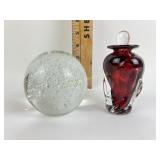 Art glass perfume bottle and paperweight