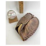 Vintage minor league trapper mitt, commemorative