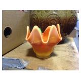 Mid century Viking art glass swung bowl tangerine