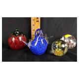 (4) art glass paperweights