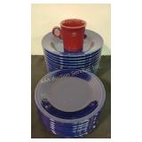 Fiesta blue bowls, red Fiesta coffee cup