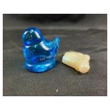 Blue glass bird, Aladdin Alacite lamp finial