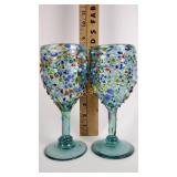 Art glass wine goblets ( set of two)