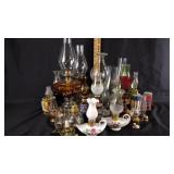 Assorted oil lamps (one Lefton oil lamp)