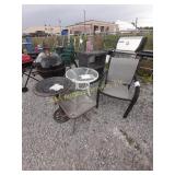 pair outdoor chairs with metal frames- 23" wide,