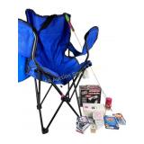 Foldable camping chair. Marshmallow campfire