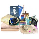 Ceramic robins, egg blue planter. VHS tapes,