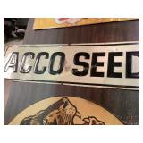 Acco Seed, metal sign, age related rust dents,