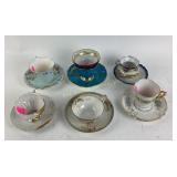 Aynsley tea cup and saucer teal blue with gold