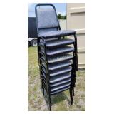 (10) stack chairs. Some paint loss, fabric good