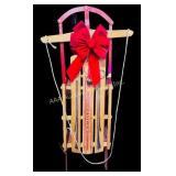 HWI fast, track, red metal and wooden sled,