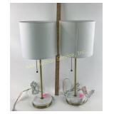 Gold tone and marble lamps with pull chain white