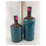 Brown and turquoise bottle  decor vases. Large