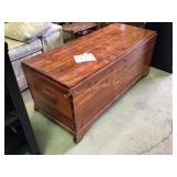 Wooden storage, chest age related scratches and