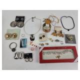 Costume jewelry necklaces, woven copper bracelet,