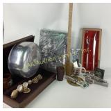 Wooden silverware box some scratches and chips,