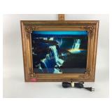 Lighted motion waterfall sign works.