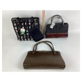 Three leather handbags very good condition.