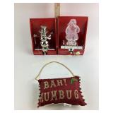 One metal stocking holder. One glass stocking