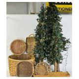 Christmas trees faux, clear lights and pine