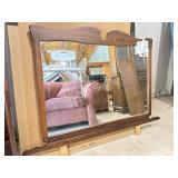 Solid wood dresser mirror, dark wood. 42 x 39