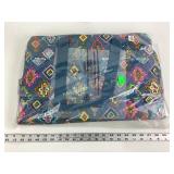 Vera Bradley blue handbag, colorful theme.
