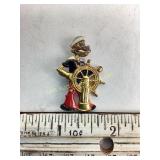 Popeye enameled metal pin