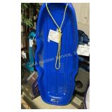 Blue plastic sledge, age related scuff marks, but