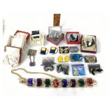 Large faceted clip on earrings missing two