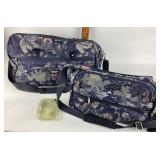 Jaguar  navy blue floral softly travel bags.