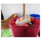 Large wooden display doll sleigh. Garland, hose