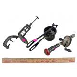 Cast iron cherry pitter screw on bottom is