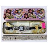 Brighton, silver and black watch NIB.