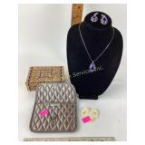 Brighton, tranquil, blue French wire earrings and