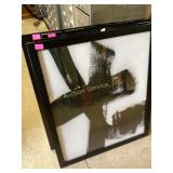 Black framed black on white brushstrokes a