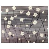 60 x 39" abstract painting in gray tones with