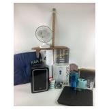 LED lighted mini fridge black works. Or navy blue