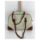 Ann Taylor canvas and leather cream and brown