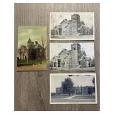 (4) Convoy Ohio postcards schools, M. E. Church