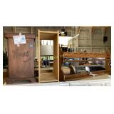 Large wooden trashcan with lid. Handmade cabinet