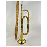 Brass bugle made in Czechoslovakia, some dents