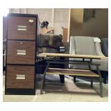 Metal fileing cabinet,3 drawers black and faux