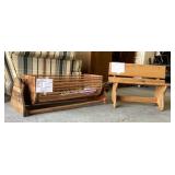 Wooden dowel rod baby doll cradle. Wooden doll