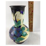 Blue floral art deco vase. Bottom of vase says