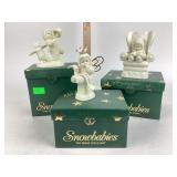 Snowbabies decorations x3,  boxed.