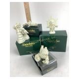 Snowbabies decorations x4, boxed.