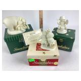 Snowbabies decorations x3,  boxed.