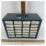 Assorted watch parts within twenty four small