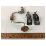 Two planes and handheld manual drill.